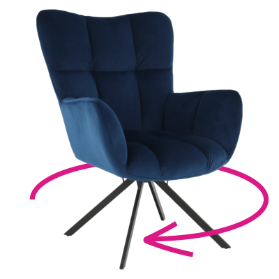 Designové otočné křeslo KOMODO, modrá Velvet látka/černá