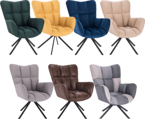 Designové otočné křeslo KOMODO, modrá Velvet látka/černá