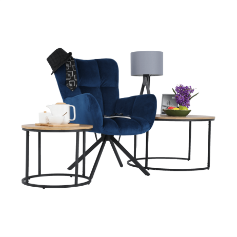 Designové otočné křeslo KOMODO, modrá Velvet látka/černá