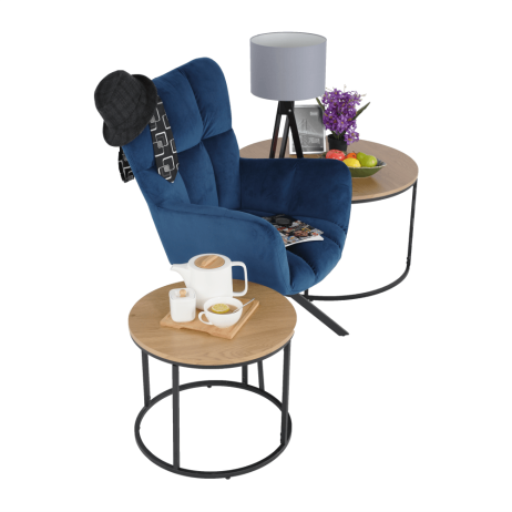 Designové otočné křeslo KOMODO, modrá Velvet látka/černá