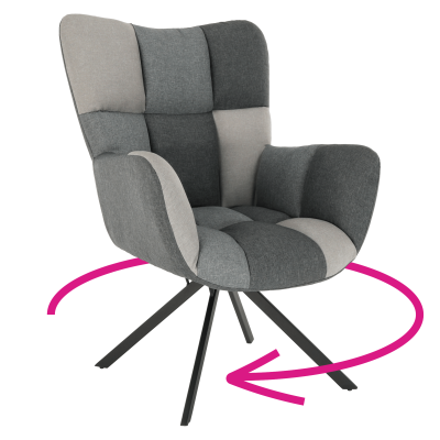 Designové otočné křeslo KOMODO, patchwork/černá