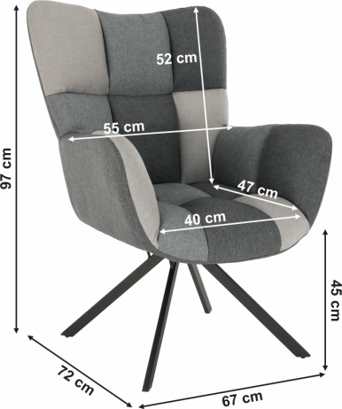 Designové otočné křeslo KOMODO, patchwork/černá