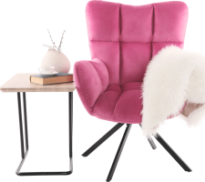 Designové otočné křeslo KOMODO, růžová Velvet látka / černá