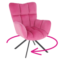 Designové otočné křeslo KOMODO, růžová Velvet látka / černá