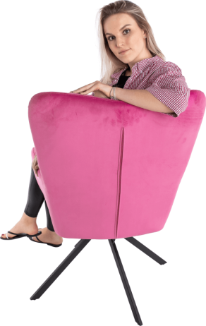 Designové otočné křeslo KOMODO, růžová Velvet látka / černá