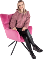 Designové otočné křeslo KOMODO, růžová Velvet látka / černá