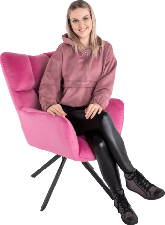 Designové otočné křeslo KOMODO, růžová Velvet látka / černá