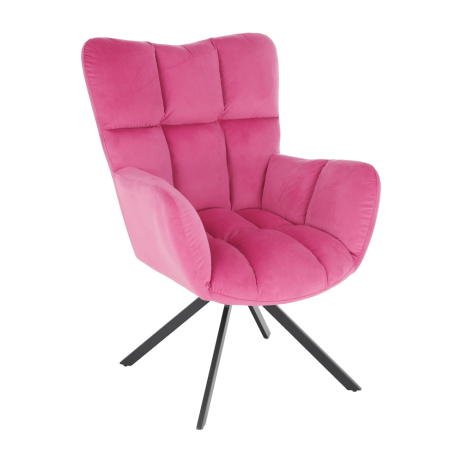 Designové otočné křeslo KOMODO, růžová Velvet látka / černá