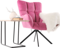 Designové otočné křeslo KOMODO, růžová Velvet látka / černá