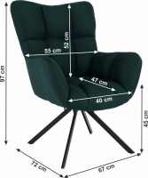 Designové otočné křeslo KOMODO, zelená/černá, látka