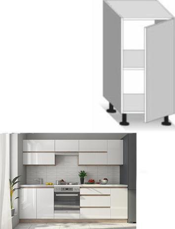 Dolní skříňka jednodveřová LINE WHITE, bílý vysoký lesk HG