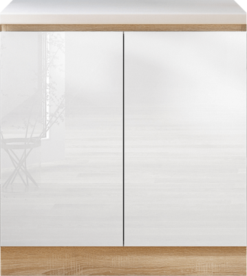 Skříňka dolní dvoudveřová, bílý vysoký lesk HG, LINE WHITE