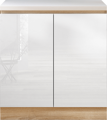 Skříňka dolní dvoudveřová, bílý vysoký lesk HG, LINE WHITE