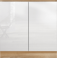 Dolní dřezová skříňka dvoudveřová LINE WHITE, bílý vysoký lesk HG