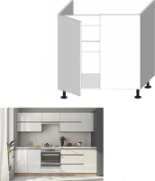 Dolní dřezová skříňka dvoudveřová LINE WHITE, bílý vysoký lesk HG