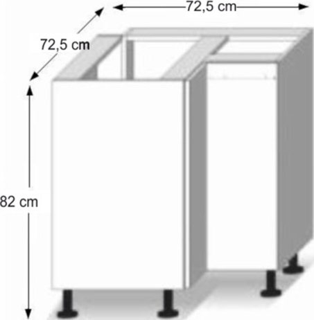 Skříňka dolní rohová jednodveřová, bílý vysoký lesk HG, LINE WHITE