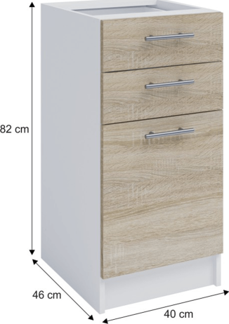Dolní skříňka FABIANA S - 40SZ2, dub sonoma / bílá
