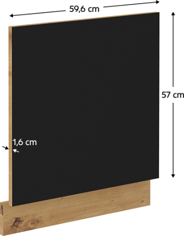 Dvířka na myčku, černý mat / dub artisan, Monro ZM 570x596