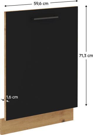 Dvířka na myčku, černý mat / dub artisan, Monro ZM 713x596