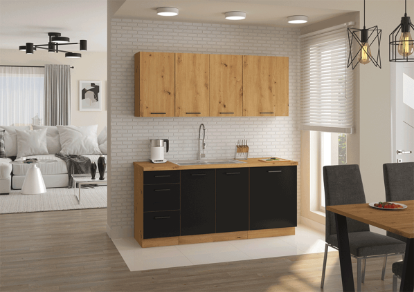 Dvířka na myčku, černý mat / dub artisan, Monro ZM 713x596
