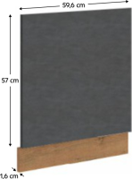 Dvířka VEGA ZM 570x596 na vestavnou myčku nádobí, šedá matná/dub lancelot