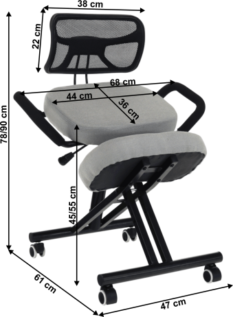 Ergonomický klekosed RUFUS, šedohnědá taupe/černá