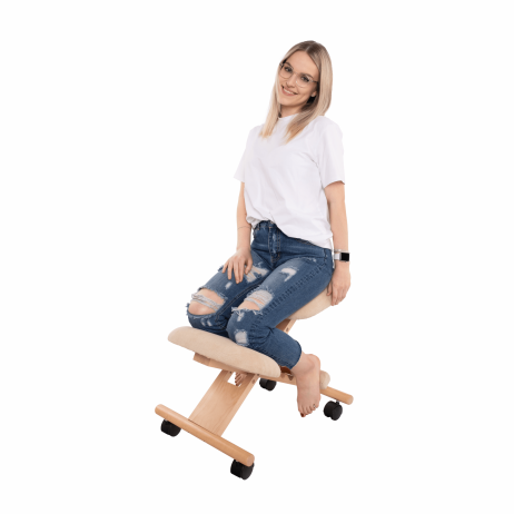 Ergonomická klekačka GROCO, krémová/buk