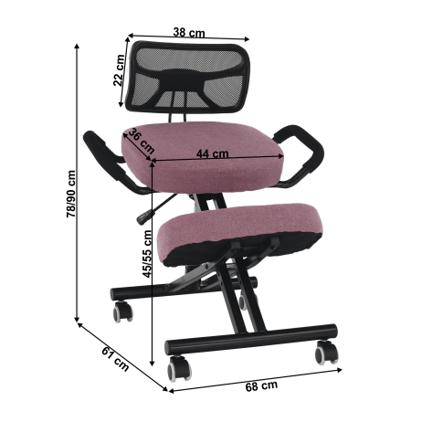 Ergonomická klekačka, růžová/černá, RUFUS