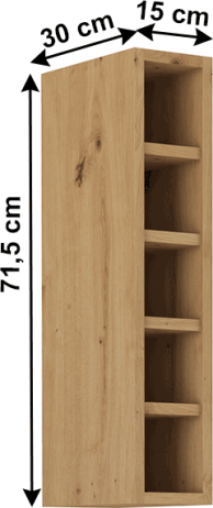 Horní otevřená skříňka, černý mat / dub artisan, Monro 15 G-72 OTW