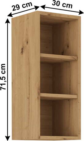 Horní otevřená skříňka, černý mat / dub artisan, Monro 30 G-72 OTW