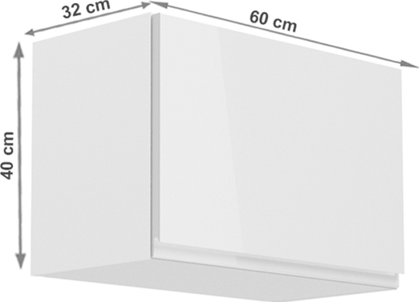 Horní skříňka, bílá / bílý extra vysoký lesk, AURORA G60K