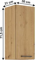 Horní skříňka, černý mat / dub artisan, Monro 30 G-72 1F