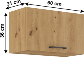 Horní skříňka, černý mat / dub artisan, Monro 60 GU-36 1F