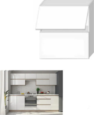 Skříňka horní dvoudveřová, bílý vysoký lesk HG, LINE WHITE