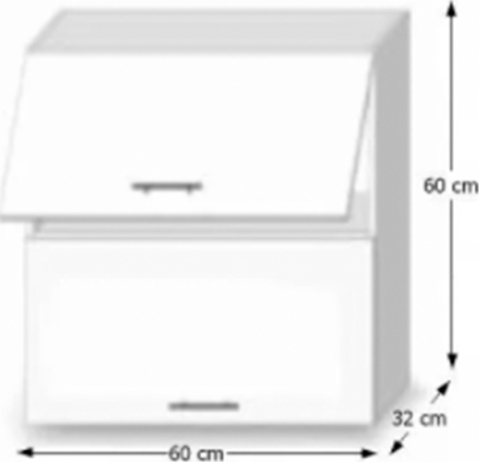Skříňka horní dvoudveřová, bílý vysoký lesk HG, LINE WHITE