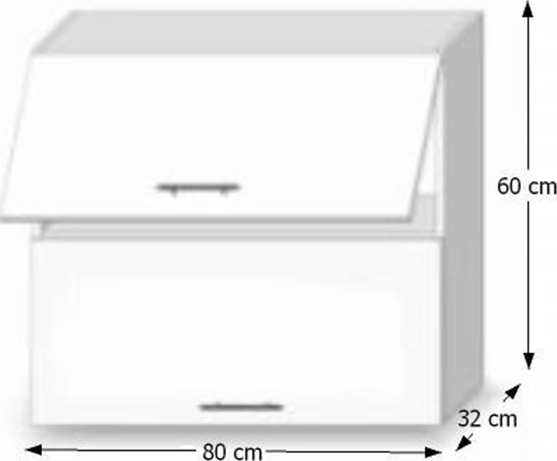 Skříňka horní dvoudveřová, bílý vysoký lesk HG, LINE WHITE
