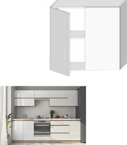 Skříňka horní dvoudveřová, bílý vysoký lesk HG, LINE WHITE