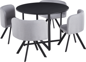 Jídelní set 1+4 BEVAN NEW černá/světle šedá