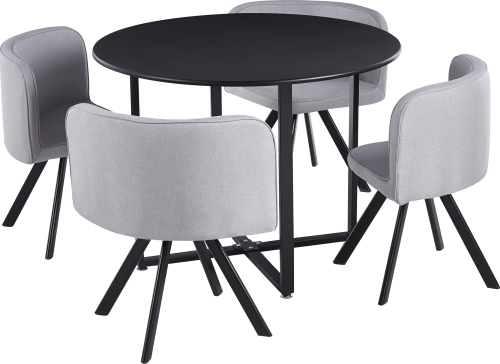 Jídelní set 1+4 BEVAN NEW černá/světle šedá