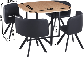 Jídelní set BEVIS NEW 1+4 dub/černá