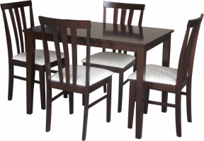Jídelní set, wenge / látka krémová, LESLIE NEW 1 + 4