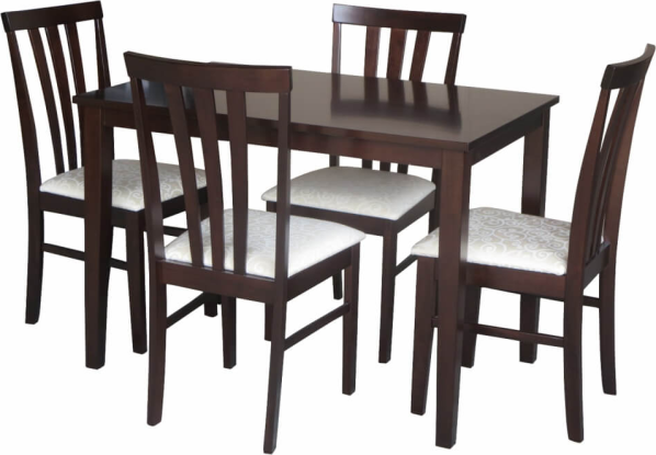 Jídelní set, wenge / látka krémová, LESLIE NEW 1 + 4