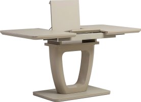 Jídelní stůl 110+40x75 cm, cappuccino 4 mm skleněná deska, MDF, cappuccino mat