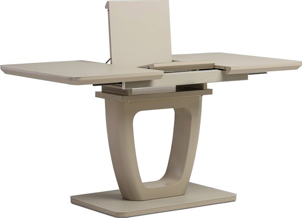 Jídelní stůl 110+40x75 cm, cappuccino 4 mm skleněná deska, MDF, cappuccino mat