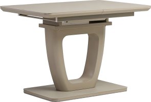 Jídelní stůl 110+40x75 cm, cappuccino 4 mm skleněná deska, MDF, cappuccino mat