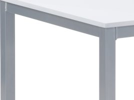 Jídelní stůl 110x70x75 cm, deska MDF, bílá barva, kovová podnož, střbrný lak