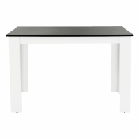 Jídelní stůl 120x80, DTD laminovaná / ABS hrany, Bílá / Černá, KRAZ