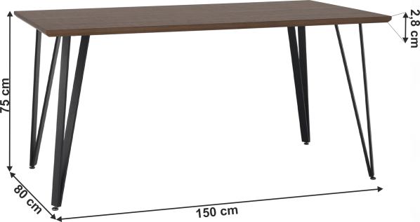Jídelní stůl, 150 cm, dub / černá, FRIADO