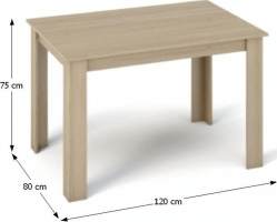 Jídelní stůl 120x80, DTD laminovaná / ABS hrany, Dub sonoma, KRAZ