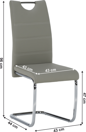 Jídelní židle ABIRA, ekokůže světle šedá / chrom
